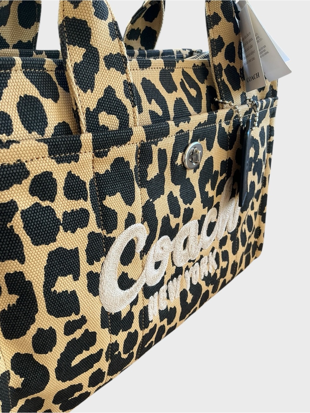 Coach Cargo Tote 26 Leopard Print Canvas Bag NWT - Picture 3 of 12